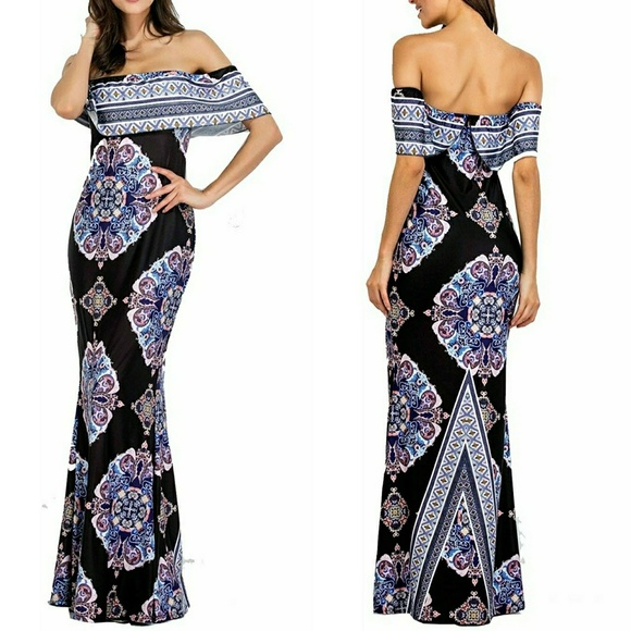 Dresses & Skirts - Floral Off Shoulder Strapless Maxi Dress
